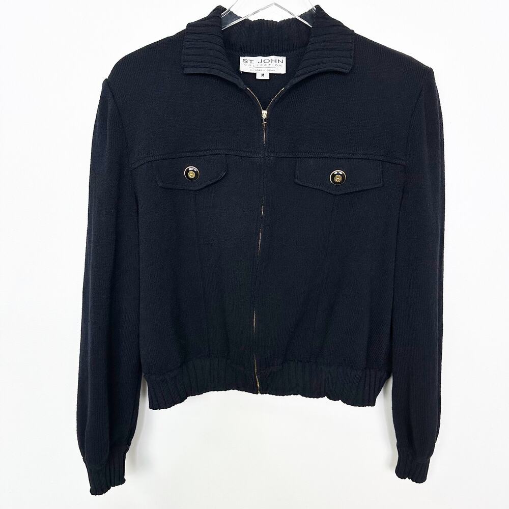 St. John Collection by Marie Gray Black Zip Cropped Jacket M